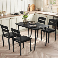 Ensemble table et chaises Garvee pour 4 personnes, structure en métal, design carré, gain de place, noir, idéal pour les petites pièces et les studios.