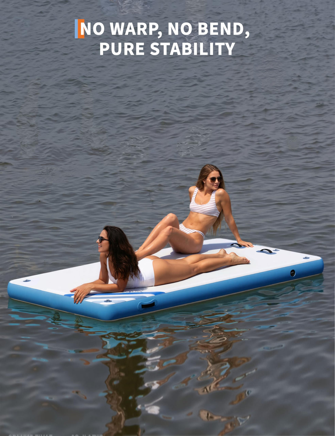 Garvee Ponton Flottant Gonflable 183x152cm, Plateforme Aquatique en PVC avec Échelle et Surface Antidérapante, pour Mer et Piscine, Blanc et Bleu