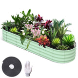 Garvee Jardinière surélevée, en métal ovale, avec revêtement aluminium-magnésium-zinc, pour le jardin, robuste, tous temps, durable, design moderne - Vert olive