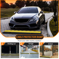 Rampe de protection de câbles Garvee à 3 canaux, jaune, pour asphalte et béton, capacité de charge de 28 000 lb, antidérapante, modulaire