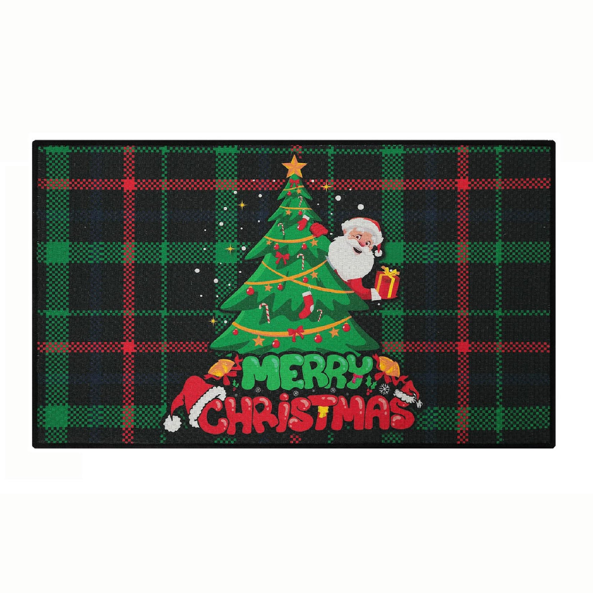 Tapis de cuisine Garvee motif sapin de Noël et flocons de neige, lot de 2, antidérapants, décoration hivernale, 40 x 60 cm + 40 x 120 cm, vert