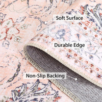 Tapis d'intérieur et d'extérieur Garvee Vintage Antidérapant Résistant à l'eau et aux taches Lavable 140x200 cm Rose Salon Chambre Bureau