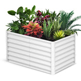 Potager surélevé Garvee, en métal, 180 x 90 x 60 cm, blanc - Antirouille, perméable à l'eau, revêtement en poudre, montage sans outil - Idéal pour les légumes et les fleurs