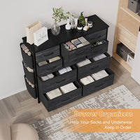 Commode GARVEE en tissu avec poignées, idéale pour les chambres, commode à 10 tiroirs, commode en tissu avec structure en acier robuste pour chambres et salons