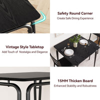Garvee Ensemble table à manger noire 2 personnes, table carrée avec 2 chaises, bois moderne, gain de place pour cuisine, studio, coin repas et petit espace