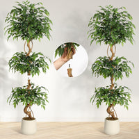 Garvee Ficus Artificiel 180 cm, Arbre Décoratif Réaliste avec 1449 Feuilles en Soie et Tronc en Bois Naturel pour Salon et Bureau