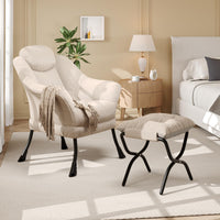 Fauteuil de lecture ergonomique Garvee, confortable et pliable, avec repose-pieds, en velours, idéal pour le salon et la chambre. Gain de place.