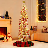 Garvee sapin de Noël étroit 183 cm flocké avec lumières, branches ajustables, métal robuste, parfait pour intérieur et fêtes, blanc neige