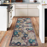 Tapis vintage Garvee grand format 60x180cm, lavable, antidérapant, en polyester doux à poils courts, pour salon ou chambre.