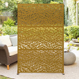 Garvee panneau brise-vue en métal 180x120cm acier galvanisé pour Terrasse jardin balcon design moderne adapté à l’extérieur - marron, Blätter