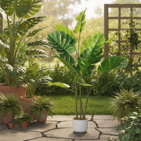 Monstera artificielle Garvee, 1,2 m, résistante aux UV, pot en ciment stable, matériau PEVA, aucun assemblage requis, décoration intérieure pour salon ou bureau, verte