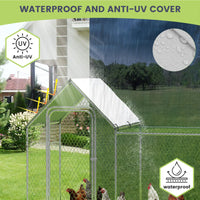 Poulailler Garvee grand format en métal avec protection UV et imperméabilité, structure en acier robuste, verrouillage sécurisé, revêtement PVC pour poules et lapins d'extérieur, gris.