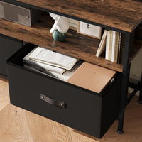 Garvee Meuble TV 140 cm avec 3 tiroirs, structure en MDF et métal robuste, idéal pour le salon et la chambre, pieds réglables, compact, marron