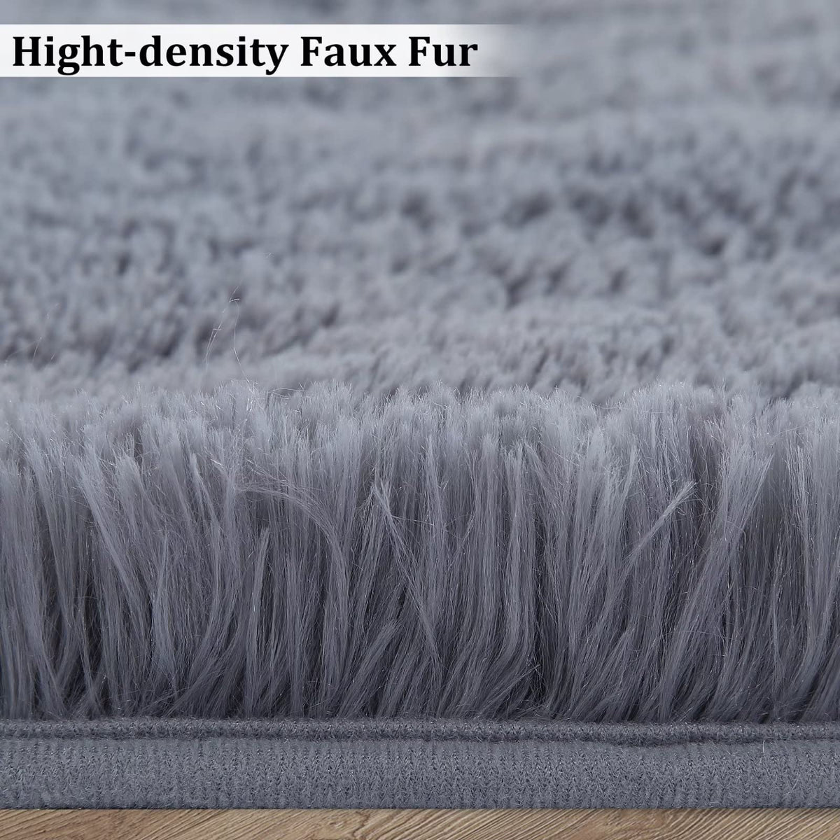 Tapis rond moelleux Garvee 80 cm pour chambre d'enfant, doux et duveteux, à poils longs de 4 cm, en velours antidérapant gris
