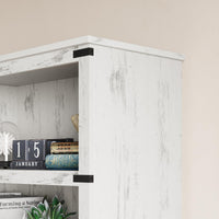 Garvee bibliothèque basse 80 × 31 × 102 cm, 4 niveaux ouverts, finition blanche, style industriel