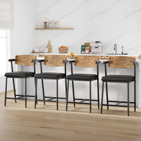 Garvee Tabourets de bar vintage avec dossier et accoudoirs, assise rembourrée, structure métallique robuste, pour cuisine, îlot central et bar