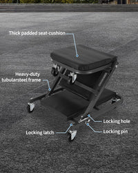 Siège d'atelier Garvee Z-Creeper 36" à 6 roues, pliable, structure en acier, rembourré, pour atelier et réparation automobile, 36 pouces, noir