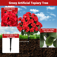 Bégonias artificiels lavande Garvee en boule de 58 cm (23 po), en polyéthylène résistant aux UV et aux intempéries, avec piquet pour le sol, pour jardin et terrasse (vert).