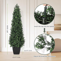 Garvee Lot de 2 buis artificiels coniques de 91 cm, topiaires verts pour décoration d’entrée, terrasse et jardin