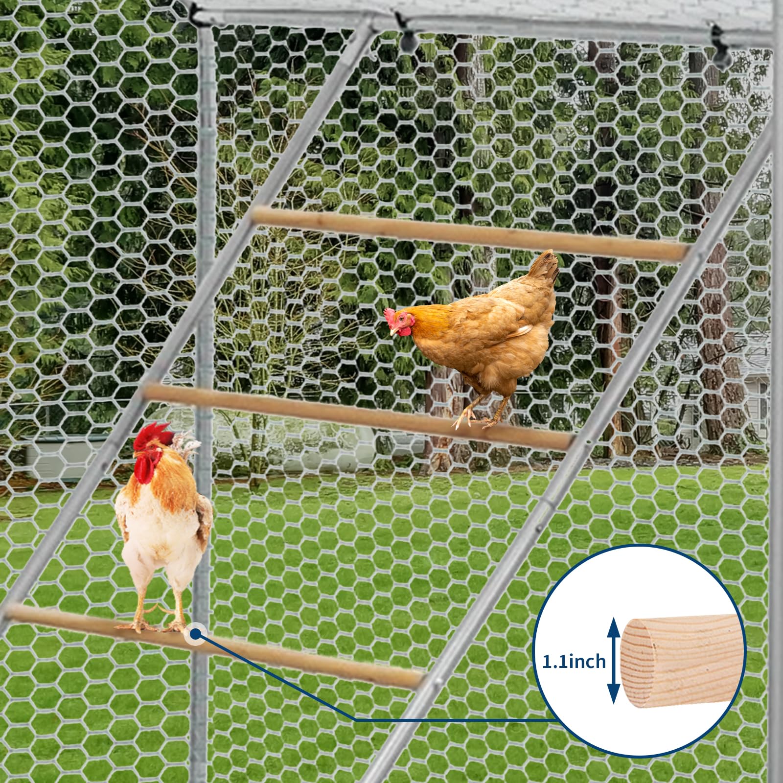 Garvee Perchoir à poules 140 × 102 cm, fer galvanisé et bois, échelle stable multi-niveaux avec barres rondes pour poulailler extérieur