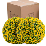 Garvee Lot de 2 Boules de Buis Artificielles 55 cm avec Fleurs, PE Résistant aux UV, Montage Facile, Mariage et Balcon, Vert Rouge Jaune - Jaune
