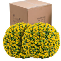 Garvee Lot de 2 Boules de Buis Artificielles 55 cm avec Fleurs, PE Résistant aux UV, Montage Facile, Mariage et Balcon, Vert Rouge Jaune