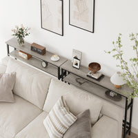 Garvee Console étroite 15 cm, table de canapé 2 niveaux avec étagère réglable, idéale salon, entrée, couloir et hall, gris