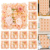 Garvee panneaux Muraux Fleuris 3D en Soie, Décor Floral Artificiel Hydrangea, Assemblage Interlock, Durable, Réutilisable, Mariage et Baby Shower, 38 × 38 cm, Multicolore - Orange