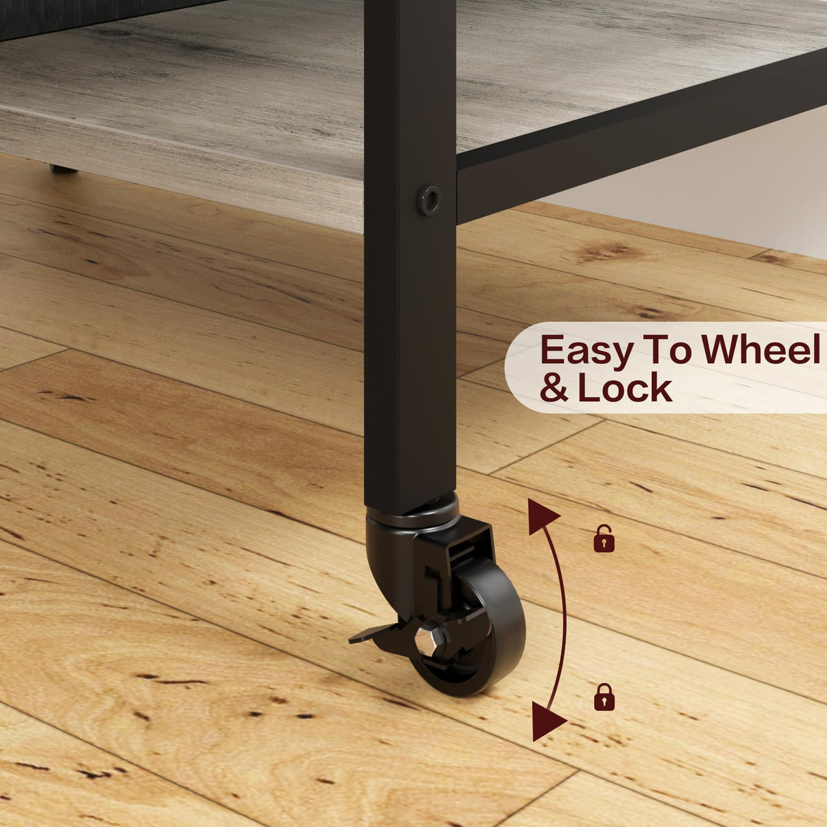 Support pour imprimante mobile Garvee grand format avec prises de courant et port USB, structure métallique à 4 niveaux, panneau MDF, roulettes avec freins, gris rustique, pour bureau et salon, 60 x 40 x 81 cm