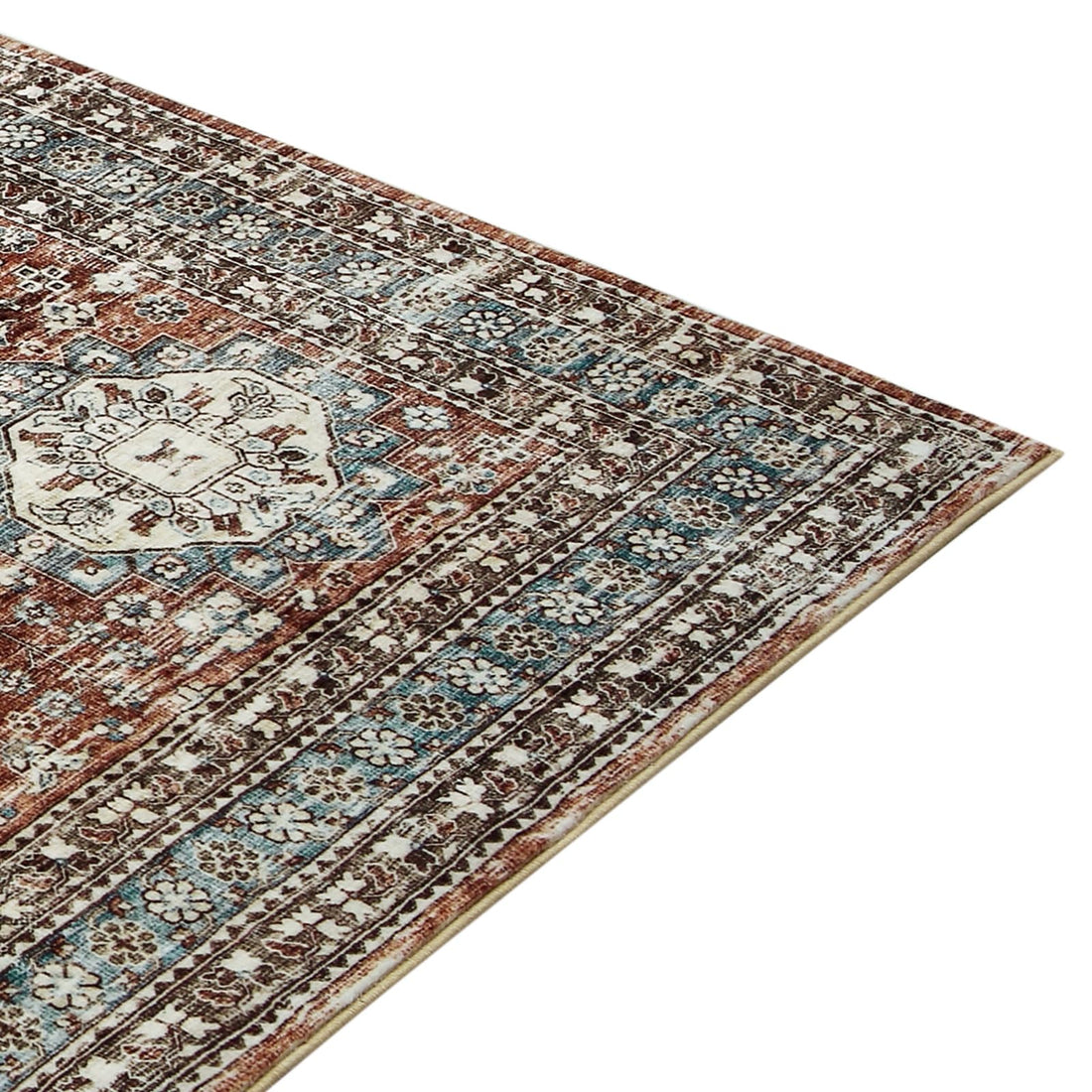 Tapis de couloir vintage Garvee, lavable, antidérapant, facile à nettoyer, pour salon, chambre, salle à manger, marron, 120 x 170 cm