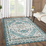 Tapis GARVEE Oosters pour salon, lavable, antidérapant, à poils courts, doux, style vintage, vert, 120 x 170 cm, chambre, intérieur - vert foncé