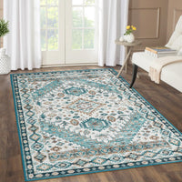 Tapis GARVEE Oosters pour salon, lavable, antidérapant, à poils courts, doux, style vintage, vert, 120 x 170 cm, chambre, intérieur