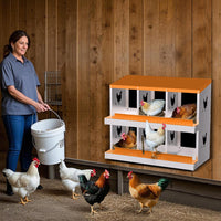Garvee Nichoir à 6 compartiments, en acier galvanisé avec plateau de récupération des œufs, 81 × 43 × 47,5 cm, pour poules, canards, oies et lapins, jardin et ferme (support non inclus)