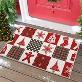 Tapis de Noël Garvee anti-salissures d'extérieur antidérapant, lavable et absorbant, 40 x 80 cm, blanc