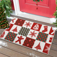 Tapis de Noël Garvee anti-salissures d'extérieur antidérapant, lavable et absorbant, 40 x 80 cm, blanc
