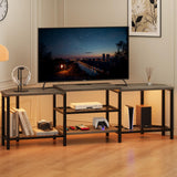 Garvee meuble TV 170 cm LED pour TV 55-191 cm avec prises, 4 étagères ouvertes, finition grise, centre de divertissement d'angle, salon/chambre - Gris