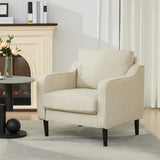 Garvee Fauteuil d'appoint style Mid-Century, revêtement en lin beige, pour salon et bureau, 76cm (L)×81cm (H), mousse confortable, structure en bois - Beige