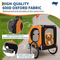 Garvee Remorque vélo pour chien jusqu’à 40 kg, toile Oxford 600D résistante aux intempéries, drapeau inclus, pour grands chiens 56–71 cm, orange