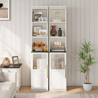 Garvee colonne de rangement salle de bain 178 cm, meuble étroit autoportant avec porte et étagères ouvertes, pour petits espaces