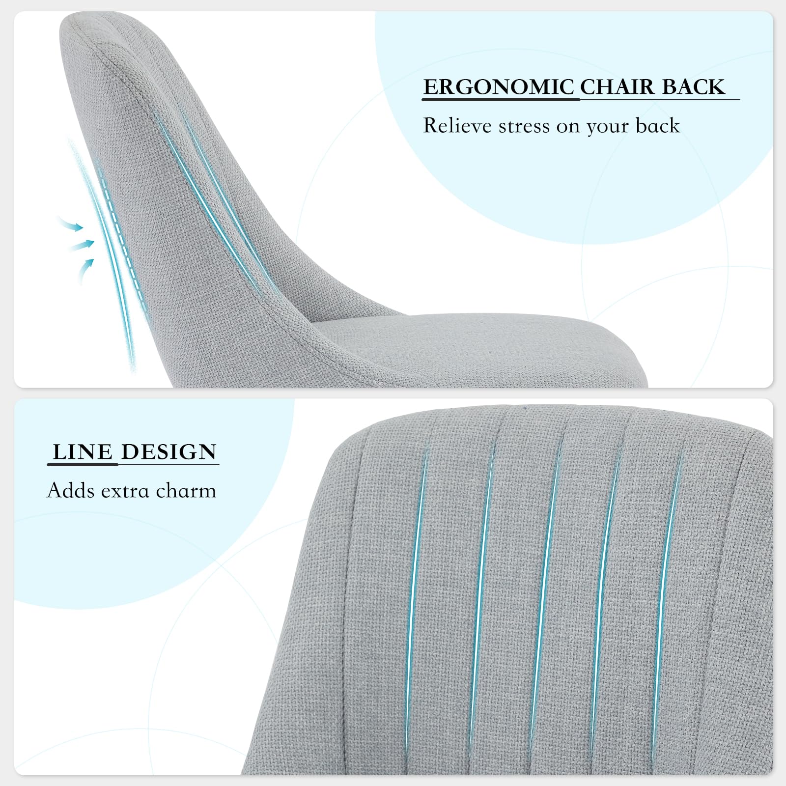 Garvee Ensemble de 2 chaises de salle à manger avec revêtement en tissu moderne, dossier ergonomique, structure en chêne massif, pieds antidérapants, supporte jusqu'à 136 kg, coloris neutre. Idéales pour la cuisine et la salle à manger.