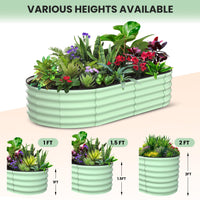 Garvee Lot de 2 Jardinières Surélevées Ovales 183 × 91 × 61 cm, Acier Galvanisé Vert Robuste et Stable, Bacs Potagers pour Terrasse, Jardin et Potager