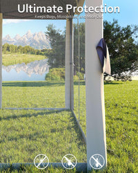 Garvee Tonnelle Pliante 335 x 335 cm avec Moustiquaire, Résistante à l’Eau et aux UV, Cadre Métal Anticorrosion, 3 Hauteurs