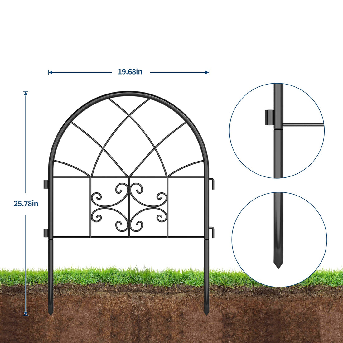 Ensemble de 2 treillis de jardin Garvee en fer forgé noir robuste et résistant aux intempéries pour rosiers, légumes et terrasse. Dimensions : 182 cm (H) x 52 cm (L).