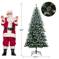 Garvee sapin de Noël de 275 cm avec 300 LED et pommes de pin décoratives pour grandes pièces, décoration festive