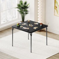 Table pliante Garvee 85,3 cm (33,6 pouces) avec coussin en PU, cadre en métal et pieds antidérapants, idéale pour le bureau et le camping. Couleur : noir. Portable.