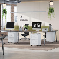Classeur mobile Garvee à 3 tiroirs avec serrure, en bois résistant aux rayures, verrouillable, pour bureau à domicile, compact