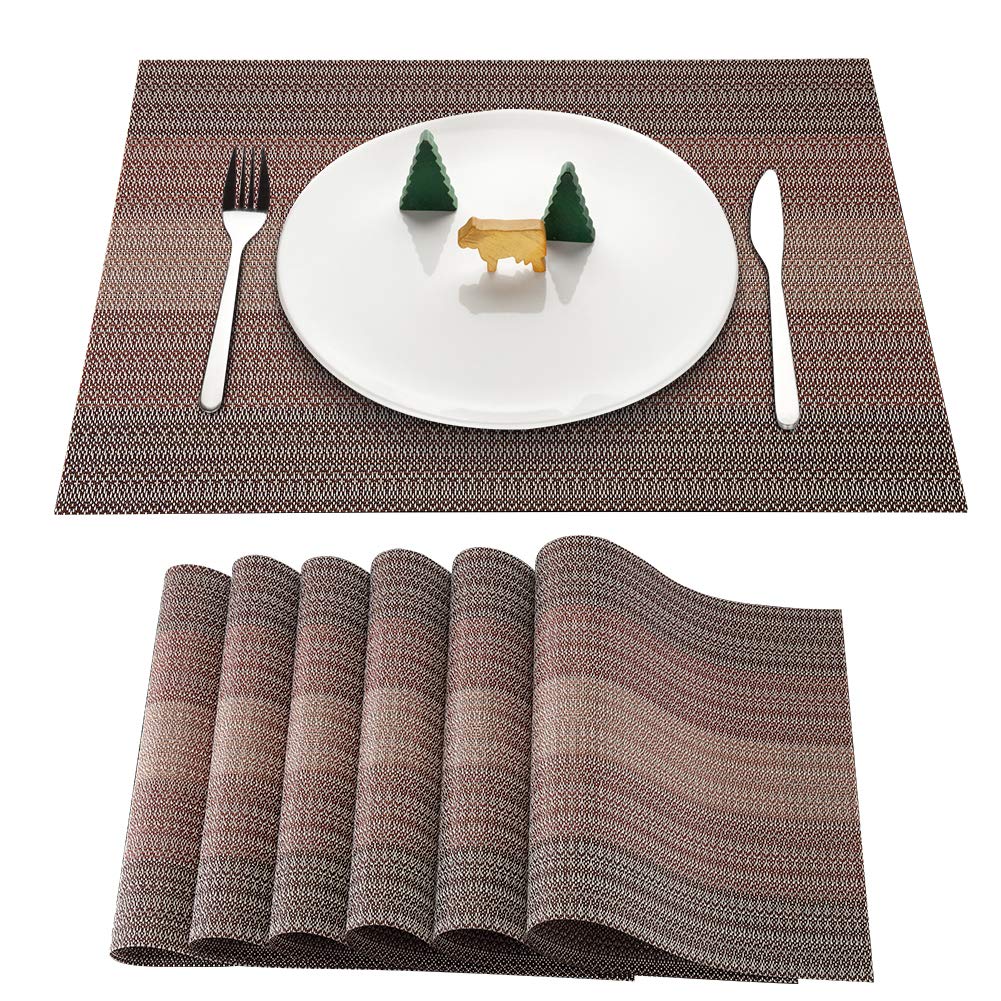 Garvee Lot de 6 sets de table isolants thermiques en PVC rouge 30x45cm, écologiques et antidérapants