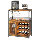 Garvee meuble bar avec casier à 12 bouteilles, éclairage LED, bois réglable, pour cuisine, salle à manger et salon, 70 × 35 × 92 cm - 70 × 35 × 92 cm
