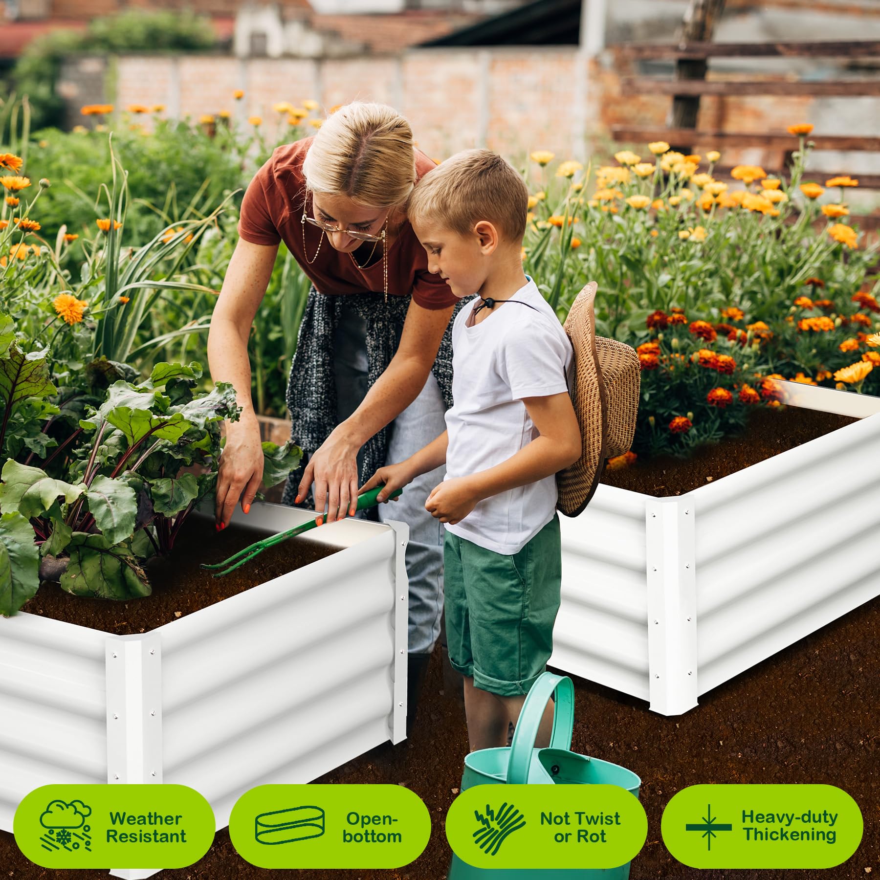Ensemble de 2 bacs de jardin surélevés galvanisés Garvee (180 x 90 x 30 cm), en acier antirouille avec rebord de sécurité, pour jardin et terrasse, durable et facile à monter.