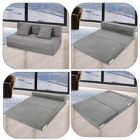 Canapé-lit pliable Garvee avec coussins en mousse à mémoire de forme, ergonomique et polyvalent pour le salon et le bureau, 203 x 152 x 15 cm, gris